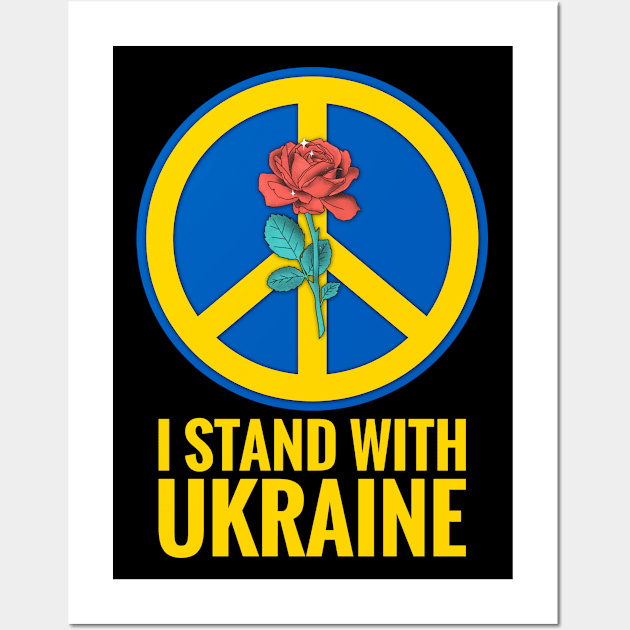 I Stand With Ukraine, Peace Symbol, Ukraine Flag Colors Wall Art by PorcupineTees